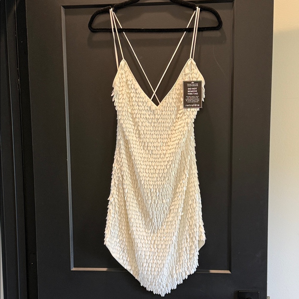 Retrofete White Sequin Dress